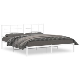 Estructura de cama de metal con cabecero blanco 183x213 cm de , Camas y somieres - Ref: Foro24-355615, Precio: 111,99 €, Desc...