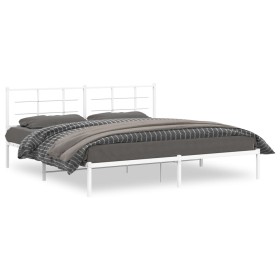 Estructura de cama con cabecero metal blanca 200x200 cm de , Camas y somieres - Ref: Foro24-355617, Precio: 95,37 €, Descuent...