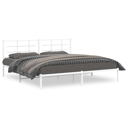 White metal bed frame with headboard 200x200 cm by , Beds and slatted bases - Ref: Foro24-355617, Price: 95,37 €, Discount: %