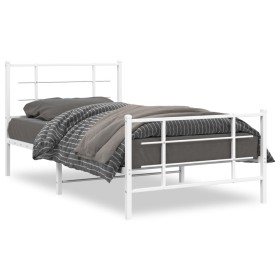 Estructura cama metal cabecero y estribo blanca 100x190 cm de , Camas y somieres - Ref: Foro24-355622, Precio: 75,99 €, Descu...