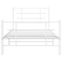 White metal bed frame with headboard and footboard 100x190 cm by , Beds and slatted bases - Ref: Foro24-355622, Price: 62,12 ...