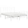 Estructura cama metal con cabecero y estribo blanco 140x200 cm de , Camas y somieres - Ref: Foro24-355629, Precio: 93,46 €, D...