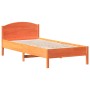 Estructura cama con cabecero madera pino marrón cera 90x200 cm de , Camas y somieres - Ref: Foro24-842621, Precio: 93,63 €, D...