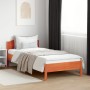 Bed frame with wax brown pine wood headboard 90x200 cm by , Beds and slatted bases - Ref: Foro24-842621, Price: 93,63 €, Disc...