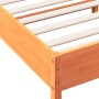 Bed frame with wax brown pine wood headboard 90x200 cm by , Beds and slatted bases - Ref: Foro24-842621, Price: 93,63 €, Disc...