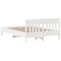 Bed frame with white pine wood headboard 140x190 cm by , Beds and slatted bases - Ref: Foro24-842663, Price: 123,15 €, Discou...