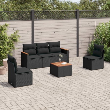 6-teiliges Gartensofa-Set und schwarze synthetische Rattankissen von , Gartensets - Ref: Foro24-3258254, Preis: 382,18 €, Rab...