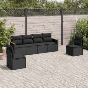 6-teiliges Gartensofa-Set und schwarze synthetische Rattankissen von , Gartensets - Ref: Foro24-3258261, Preis: 396,13 €, Rab...