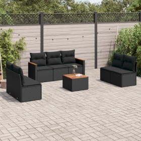 8-teiliges Gartensofa-Set und schwarze synthetische Rattankissen von , Gartensets - Ref: Foro24-3258282, Preis: 502,99 €, Rab...