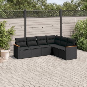 6-teiliges Gartensofa-Set und schwarze synthetische Rattankissen von , Gartensets - Ref: Foro24-3258401, Preis: 435,09 €, Rab...