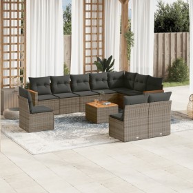 11-piece garden sofa set and gray synthetic rattan cushions by , Garden sets - Ref: Foro24-3258483, Price: 638,87 €, Discount: %