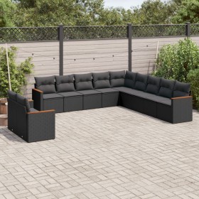 11-teiliges Gartensofa-Set und schwarze synthetische Rattankissen von , Gartensets - Ref: Foro24-3258527, Preis: 713,90 €, Ra...