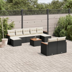 Gartensofa-Set 10-teilig mit schwarzen synthetischen Rattankissen von , Gartensets - Ref: Foro24-3258808, Preis: 596,08 €, Ra...