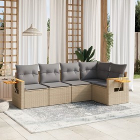 Gartensofa-Set mit Kissen, 5-teilig, beiges synthetisches Rattan von , Gartensets - Ref: Foro24-3259189, Preis: 402,34 €, Rab...