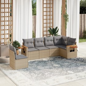 Gartensofa-Set mit Kissen, 6-teilig, beiges synthetisches Rattan von , Gartensets - Ref: Foro24-3259259, Preis: 469,84 €, Rab...