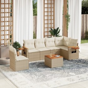 7-piece garden sofa set and beige synthetic rattan cushions by , Garden sets - Ref: Foro24-3259265, Price: 573,07 €, Discount: %