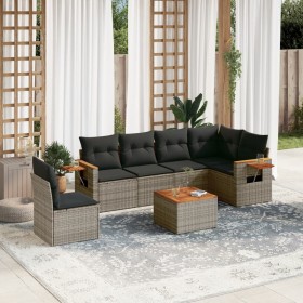 7-piece garden sofa set with gray PE rattan cushions by , Garden sets - Ref: Foro24-3259267, Price: 469,19 €, Discount: %