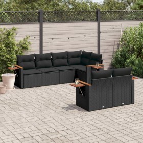 7-teiliges Garten-Essset und schwarze Kissen aus synthetischem Rattan von , Gartensets - Ref: Foro24-3259381, Preis: 553,32 €...