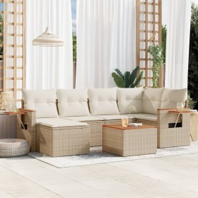 7-piece garden sofa set and beige synthetic rattan cushions by , Garden sets - Ref: Foro24-3259426, Price: 590,82 €, Discount: %