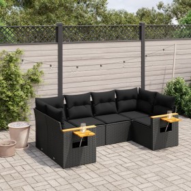 6-teiliges Gartensofa-Set und schwarze synthetische Rattankissen von , Gartensets - Ref: Foro24-3259500, Preis: 428,28 €, Rab...