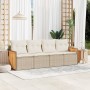 Gartensofa-Set mit Kissen, 4-teilig, beiges synthetisches Rattan von , Gartensets - Ref: Foro24-3259853, Preis: 310,75 €, Rab...