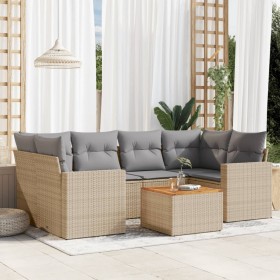 7-teiliges Gartensofa-Set und beige synthetische Rattankissen von , Gartensets - Ref: Foro24-3224022, Preis: 456,99 €, Rabatt: %