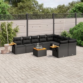 Gartensofa-Set 10-teilig mit schwarzen synthetischen Rattankissen von , Gartensets - Ref: Foro24-3259549, Preis: 638,61 €, Ra...