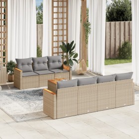 Gartensofa-Set mit beigen Kissen 8 Stück PE-Rattan von , Gartensets - Ref: Foro24-3258209, Preis: 577,99 €, Rabatt: %