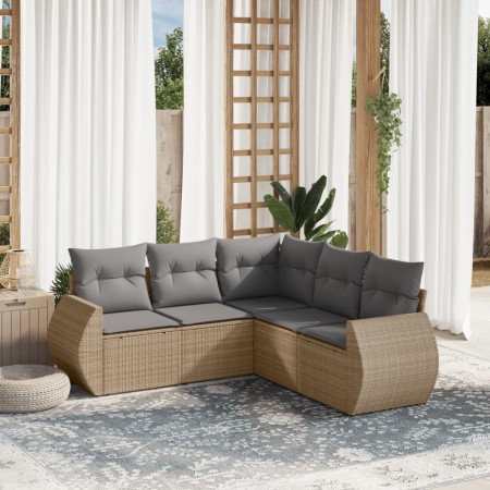 Garden sofa set with cushions 5 pieces beige synthetic rattan by , Garden sets - Ref: Foro24-3253686, Price: 411,99 €, Discou...