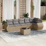 7-piece garden sofa set and beige synthetic rattan cushions by , Garden sets - Ref: Foro24-3253736, Price: 524,10 €, Discount: %