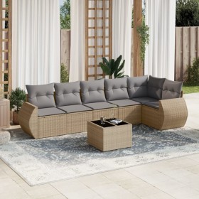 7-teiliges Gartensofa-Set und beige synthetische Rattankissen von , Gartensets - Ref: Foro24-3253736, Preis: 531,98 €, Rabatt: %