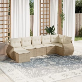 Set sofás de jardín 7 piezas y cojines ratán sintético beige de , Conjuntos de jardín - Ref: Foro24-3254015, Precio: 539,01 €...