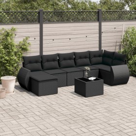 8-teiliges Gartensofa-Set und schwarze synthetische Rattankissen von , Gartensets - Ref: Foro24-3254022, Preis: 525,55 €, Rab...