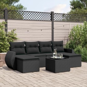 7-teiliges Garten-Essset und schwarze Kissen aus synthetischem Rattan von , Gartensets - Ref: Foro24-3254062, Preis: 466,82 €...