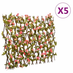 Expandable trellis artificial pink ivy 5 units 180x60 cm by , fence panels - Ref: Foro24-366579, Price: 115,14 €, Discount: %