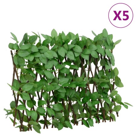 Expandable trellis with artificial green ivy 5 units 180x30 cm by , fence panels - Ref: Foro24-366585, Price: 54,90 €, Discou...