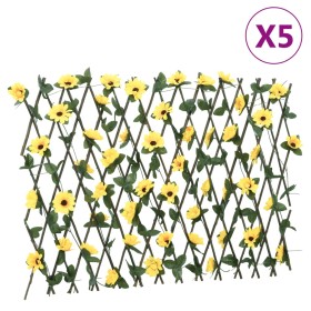 Enrejado expansible hiedra artificial amarillo 5 uds 180x60 cm de , Paneles de vallas - Ref: Foro24-366599, Precio: 82,99 €, ...