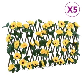 Expandable lattice artificial yellow ivy 5 units 180x20 cm by , fence panels - Ref: Foro24-366597, Price: 57,99 €, Discount: %