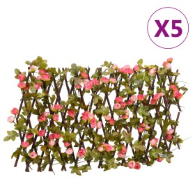 Expandable trellis artificial ivy pink 5 pcs 180x20 cm by , fence panels - Ref: Foro24-366577, Price: 83,99 €, Discount: %