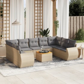 Gartensofa-Set mit beigen Kissen, 10-teilig, synthetisches Rattan von , Gartensets - Ref: Foro24-3225149, Preis: 668,99 €, Ra...