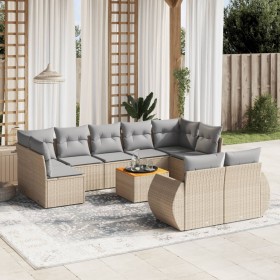 Gartensofa-Set mit beigen Kissen, 10-teilig, synthetisches Rattan von , Gartensets - Ref: Foro24-3225156, Preis: 668,99 €, Ra...