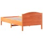 Bed frame with wax brown pine wood headboard 75x190 cm by , Beds and slatted bases - Ref: Foro24-842629, Price: 85,37 €, Disc...