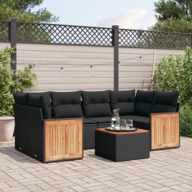 7-teiliges Garten-Esszimmerset und Kissen synthetisches Rattan schwarz von , Gartensets - Ref: Foro24-3227476, Preis: 447,57 ...