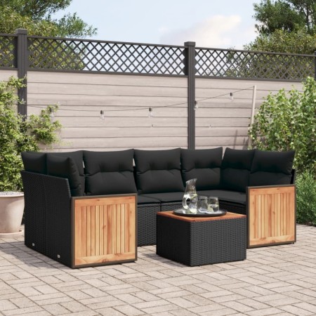 7-piece garden dining set with black synthetic rattan cushions by , Garden sets - Ref: Foro24-3227476, Price: 447,57 €, Disco...