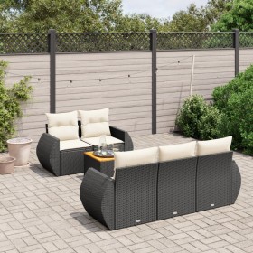 6-teiliges Gartensofa-Set und schwarze synthetische Rattankissen von , Gartensets - Ref: Foro24-3224887, Preis: 462,32 €, Rab...