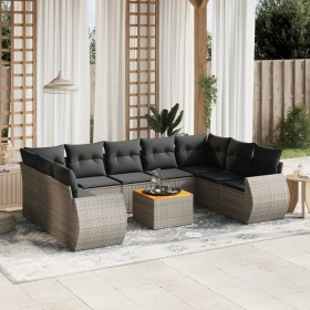 10-piece garden sofa set with gray synthetic rattan cushions by , Garden sets - Ref: Foro24-3225150, Price: 668,59 €, Discoun...