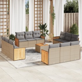 Gartensofa-Set mit Kissen, 13-teilig, beiges synthetisches Rattan von , Gartensets - Ref: Foro24-3227522, Preis: 1,00 €, Raba...