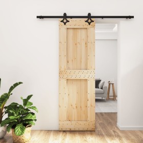 Puerta corredera con herrajes madera maciza de pino 70x210 cm de , Puertas - Ref: Foro24-3203145, Precio: 189,32 €, Descuento: %