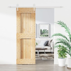 Sliding door with solid pine wood hardware 70x210 cm by , Doors - Ref: Foro24-3203260, Price: 191,08 €, Discount: %