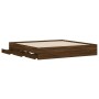 Oak brown engineered wood bed with drawers 160x200 cm by , Beds and slatted bases - Ref: Foro24-3207265, Price: 217,99 €, Dis...